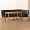Baxton Studio Riordan Mid-Century Dark Brown Faux Leather and Walnut Brown Finished Wood 3-PC Dining Nook Set 186-11358-9305-Zoro - alternate 2